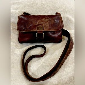 JACK GEORGES leather Voyager Mini Crossbody Handbag, Brown